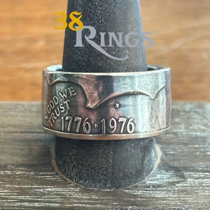 40% SILVER 1976 Bicentennial Eisenhower Dollar Coin Ring USA Handmade SIZES 5-13 - Picture 1 of 4