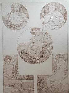 FIGURES DECORATIVES PLATE 31 by Alphonse Mucha Color Art Nouveau Movement Print - Picture 1 of 2