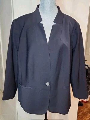 Blazer para mujer Talbots talla grande 20 azul marino peplum chaqueta azul acetato de carrera nuevo sin etiquetas Foto 1 de 4