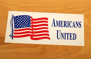 AMERICANS UNITED Vintage Autoaufkleber 8,5" x 3,5" - Bild 1 von 1