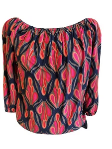 Escapada Living Print Top Women’s Size XS 3/4 Sleeve Boat Neck Or Off Shoulder - Picture 1 of 9