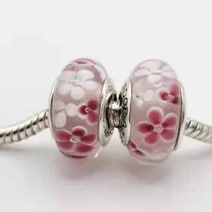 Auténtico Pandora Dije Flores Jardín Floral Murano Set de 2 - Imagen 1 de 5