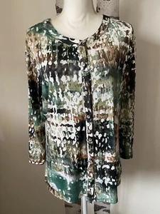 Klaveli Women Size XL Multi Color Button Down Top/Blouse Long Sleeve - Picture 1 of 8