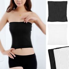 Womans BASIC Stretch Sleeveless PLAIN Strapless TUBE TOP Seamless Tee Vest Bra