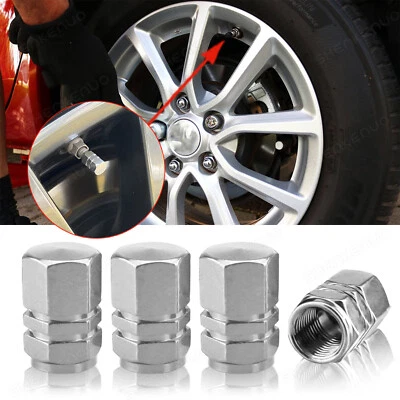 4X Silver Aluminum Metal Wheel / Tire Valve Stem Air Caps Covers for Mazda	CX-5 - Image 1 of 4