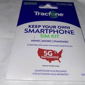 Blue New TRACFONE BYOP Bring Your Own Phone Sim Card 3/1 Kit Cdma fits iPhone - Picture 1 of 4