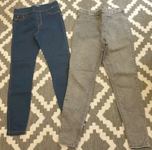 2 PAIRS OF LADIES JEGGINGS -DENIM & CO GREY ( USED) & DARK NAVY (BNWOT) UK 10 - Picture 1 of 10