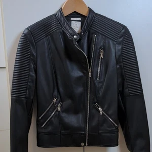 Zara Biker Jacket Black Faux Leather Women's S - Picture 1 of 7