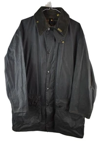 Barbour Border Mens Blue Waxed Cotton Wax Jacket Collared Size C42 - Picture 1 of 8