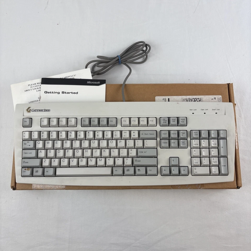 Vintage 90s Gateway 2000 Natural Keyboard 2196003-XX-XXX w/ Box And Manual - Image 1 of 4