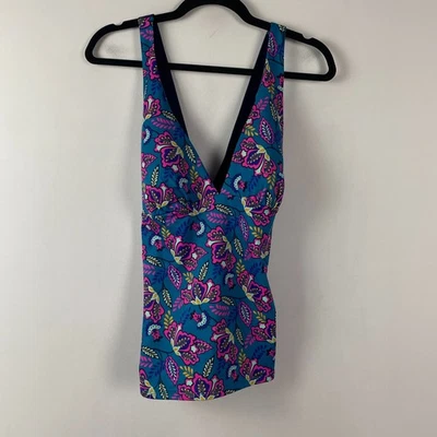 Sujetador Boden Tankini Top EE. UU. Talla 12 Azul Multi Floral Integrado Foto 1 de 4