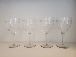 Set Of 4 RARE Antique FOSTORIA IRISH LACE Optic Glass Water Goblet Wine Glasses - Picture 1 of 5