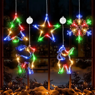 5Pcs Christmas Window Lights, Battery Powered Twinkle Lights Christmas Decoratio - Image 1 of 4