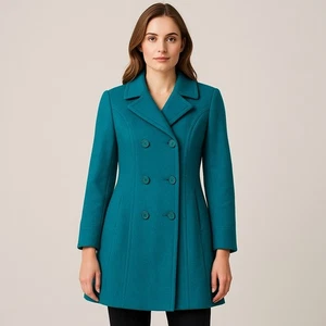 VTG Pendleton Women's M Teal Peacoat 100% Virgin Wool Double Breasted Lined - Picture 1 of 9