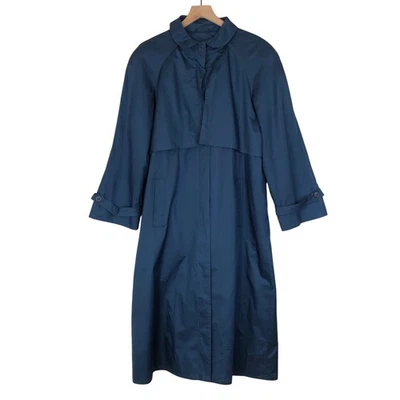 Gabardina de colección Rain Cheetah's para mujer talla 14 azul marino bolsillos largos hecha en EE. UU. Foto 1 de 4