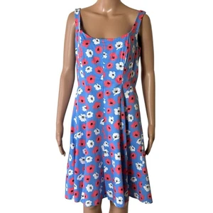 Anne Klein blau Lilly Blumen gefüttert A-Linie Kleid Größe 8 Einzelhandel $ 139 - Bild 1 von 10