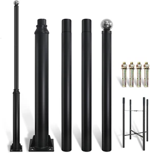 Street Light Pole 13Ft Tall, Black Outdoor Galvanized Heavy-Duty Metal Solar Str - Picture 1 of 8