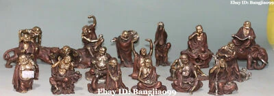 Conjunto Chino Púrpura Bronce Taoísmo Mito 18 Rohan Lohan Arhat Dios Tigre Elefante Foto 1 de 4