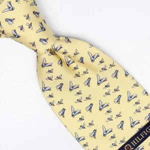Tommy Hilfiger Tie Mens Silk Necktie Yellow Light Blue Bees Insect Print  - Picture 1 of 8