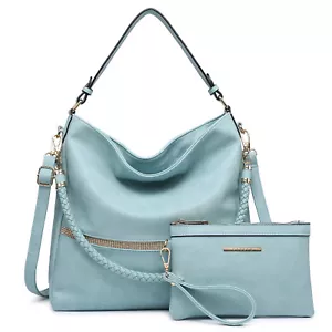 Womens Fashion Hobo Bag Shoulder Purse Faux Leather Handbag with Matching Wallet - Picture 1 of 55