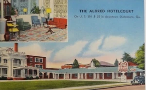Postales Auto Aldred Hotelcourt Statesboro GA Resto Asegurado AAA De Colección Automóvil - Imagen 1 de 2