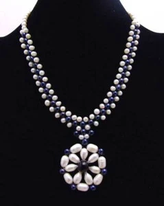 Collar colgante blanco negro de 35-40 mm para mujer tejiendo 3 hebras gargantillas de 17 - Imagen 1 de 4