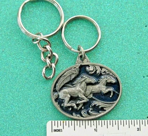 Pony's running keychain with feather -blue inlay. - Picture 1 of 4