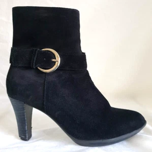 Clarks Ankle Boots Black Suede Leather Heels Size 6 - Picture 1 of 15