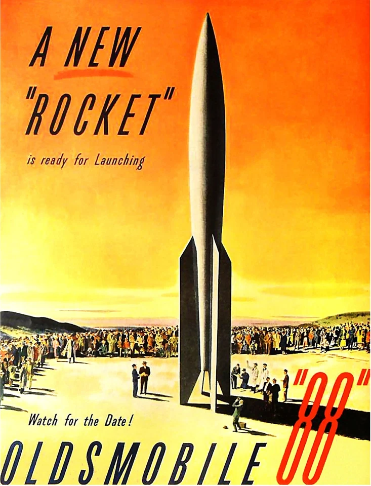 1950s Oldsmobile Dealership Showroom Wall Ad The New Rocket 8 x 10 Giclee print - Image 1 of 1