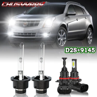 For Cadillac SRX 2010-2016 Front HID Headlight High/Low & LED Fog Light 4×Bulbs - Image 1 of 4