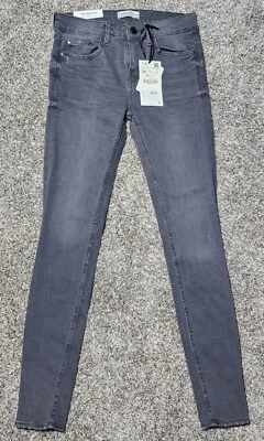 ¡NUEVO CON ETIQUETAS! Pantalones de mezclilla de tiro medio ajustados negros/grises de ZARA para mujer talla 2 Foto 1 de 4