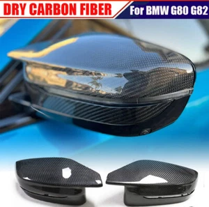 DRY CARBON Side Mirror Covers Caps Replace For BMW G80 M3 G82 M4 G87 G42 M240i - Picture 1 of 11
