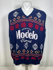Cerveza Modelo Especial Beer Ugly Christmas V-Neck Blau Pullover Weste Herren XXL - Bild 1 von 8