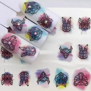 Nail Art Nagel Sticker - Wasser Transfer Tattoo - Tiere Symmetrisch Formen A30 - Bild 1 von 1