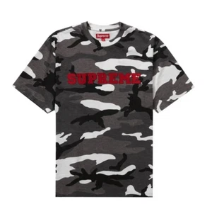 Supreme College Logo Top Shirt Snow Camo Collegiate S/S Top FW23 M Medium! New! - Picture 1 of 2
