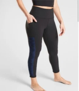 Athleta Saluatation 7/8 Leggings Powervita With Mesh Down Sides Size Xxs - Picture 1 of 12