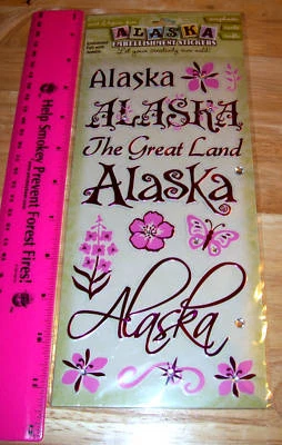 Acid Free Alaska Scrapbook Stickers set Pink Alaska  Butterfly sticker NEW - Image 1 of 2
