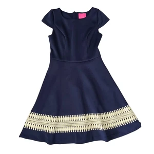 Lilly Pulitzer Fit & Flare Klara Dress Women's 10 Blue Exposed Zip Party Stretch - Picture 1 of 7