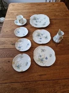 Antike R. Laporte Limoges Tasse 4 Untertassen 3 Teller und Sahnekännchen - Bild 1 von 24