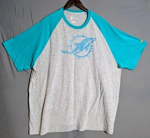 Nike NFL Dolphins Fanwear Shirt Men’s 3XL Gray Aqua Raglan Tee Football Logo - Picture 1 of 8