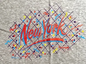 Camiseta New York City Confetti NYE Gris Talla X/S Nueva Stock Antigua Ched Nueva York De Colección Años 80 - Imagen 1 de 4