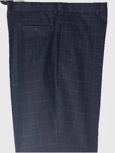 Pantaloni eleganti BROOKS BROTHERS piatto davanti blu navy pannello finestra lana 40"x32" vestibilità classica - Foto 1 di 9