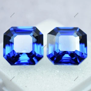 High Quality Gems 20 Ct Flawless Blue Sapphire Square Cut Created Jewelry Making - Picture 1 of 9