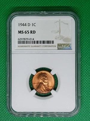 1944-D NGC MS 65 RD Wheat Cent. Beautiful Coin! Z1 - Image 1 of 4