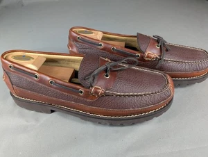 LL Bean Zapatos Para Hombres 13 D Marrón Allagash Bisonte Cuero Cosido a Mano Penny Mocasines - Imagen 1 de 9