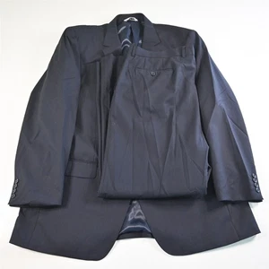 Jhane Barnes 46L 40x32 Navy Blue Striped 100% Wool Mens Jacket Pants Suit - Picture 1 of 12