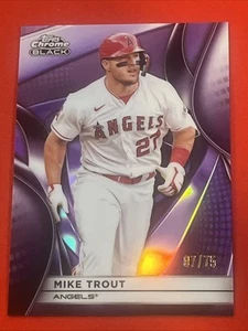 2025 Topps Chrome Black - Mike Trout #5 Purple Refractor /75 LA Angels - Picture 1 of 2