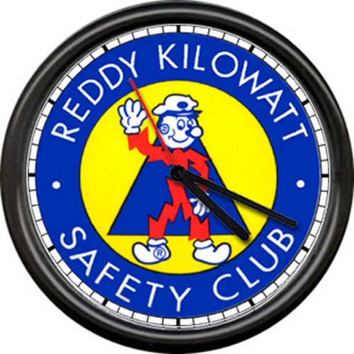 Reddy Kilowatt Electrician Utility Lineman Electrical Safety Sign Wall Clock - Image 1 of 1