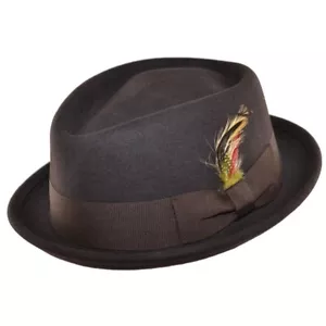 Felt Diamond Crown Pork Pie Hat - Brown - X-Large: 61 cm (7 3/4) - Picture 1 of 4