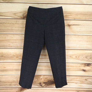 Talbots Ankle Pants Womens Sz 8 Black Geometric 100% Polyester Lined Embroidered - Picture 1 of 6